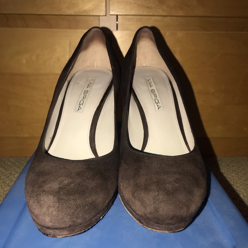 Via Spiga brown leather suede heels